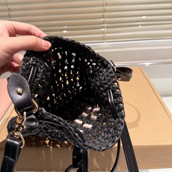 MIUMIU WOVEN FABRIC MINI BAG BLACK 22CM