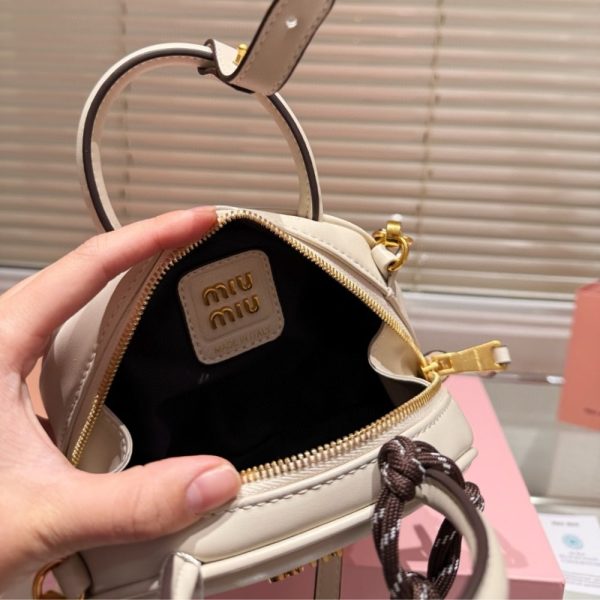 MIUMIU LEATHER TOP HANDLE BAG WHITE 18CM