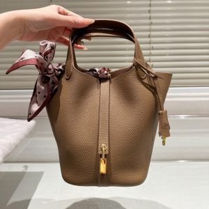 HERMES PICOTIN LOCK 18 BAG ETOUPE WITH GOLD 18CM 056289CC18