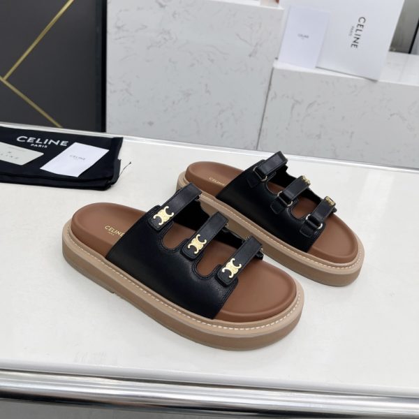 CELINE TIPPI SLIDE IN LEATHER BLACK 357283767C 38NO
