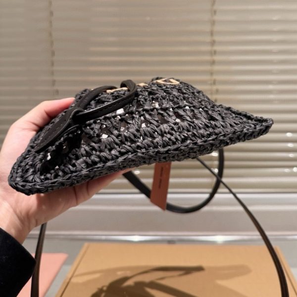 MIUMIU WOVEN FABRIC MINI BAG BLACK 22CM