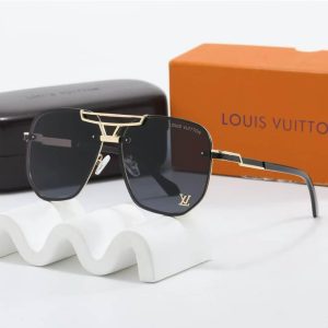 LOUIS VUITTON PRESTIGE AVIATOR SUNGLASSES BLACK WITH GOLD