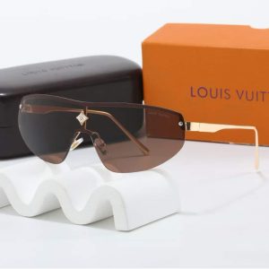LOUIS VUITTON CYCLONE MASK SUNGLASSES BROWN WITH SILVER