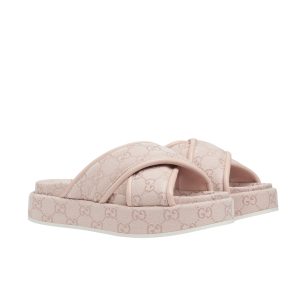 GUCCI WOMEN’S GG PLATFORM SANDAL LIGHT PINK 816798 FAD9D 6845
