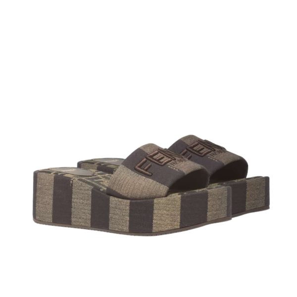 FENDI SUNSHINE FLATFORM SLIDES BROWN 8R8515AORHF1P95
