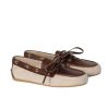 MIUMIU CANVAS AND BLEACHED LEATHER BOAT SHOES BEIGE 5D376E 3LQM F0J51 F 005