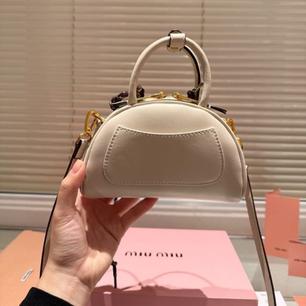 MIUMIU LEATHER TOP HANDLE BAG WHITE 18CM