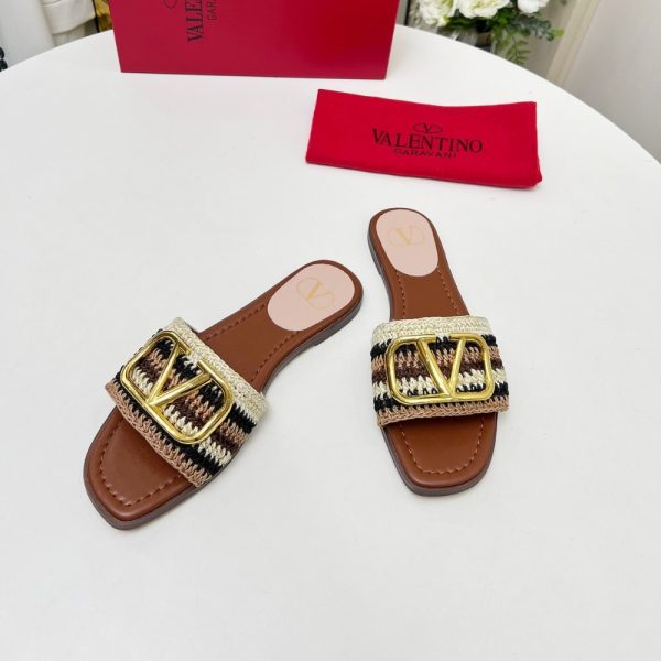 VALENTINO VLOGO SIGNATURE SLIDE SANDAL BROWN 6W2S0BD5AGX QRX