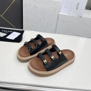 CELINE TIPPI SLIDE IN LEATHER BLACK 357283767C 38NO