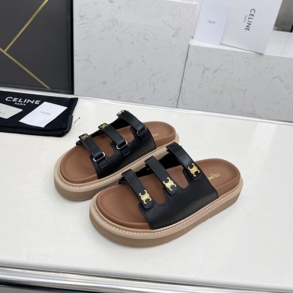 CELINE TIPPI SLIDE IN LEATHER BLACK 357283767C 38NO
