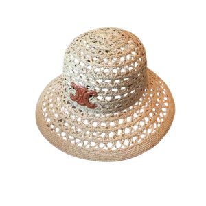 CELINE TRIOMPHE RAFFIA BUCKET HAT NATURAL