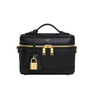 CELINE VANITY IN SMOOTH SATINATED LEATHER BLACK 19CM 119463GG2 38NO