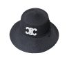 CELINE TRIOMPHE RAFFIA BUCKET HAT WITH BOW BLACK