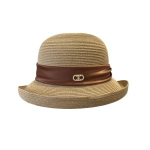 CELINE  RAFFIA  CURLED BRIM HAT WITH SATIN NATURAL