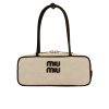 MIUMIU WOMEN’S CANVAS AND LEATHER BAG BLACK 27CM