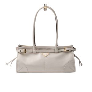 PRADA BONNIE MEDIUM LEATHER HANDBAG WHITE 32CM 1BA426 2CYR F0PG7 V MOO
