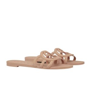 GUCCI WOMEN’S INTERLOCKING G SLIDE SANDAL LIGHT BEIGE 780307 J8700 2526