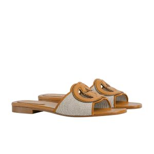 GUCCI WOMEN’S INTERLOCKING G SLIDE SANDAL BROWN 835723 FAEA0 9562