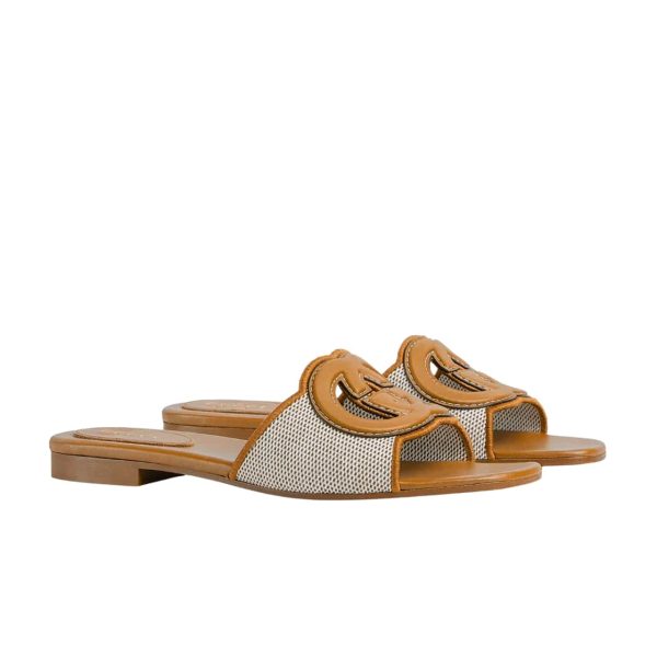 GUCCI WOMEN’S INTERLOCKING G SLIDE SANDAL BROWN 835723 FAEA0 9562