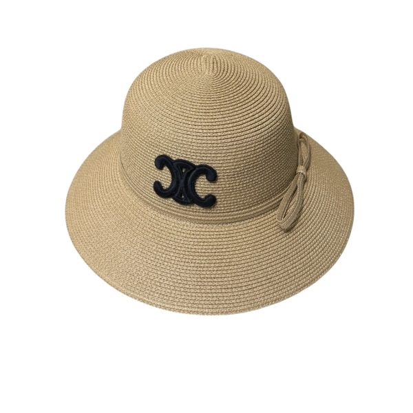 CELINE TRIOMPHE RAFFIA BUCKET HAT WITH BOW NATURAL