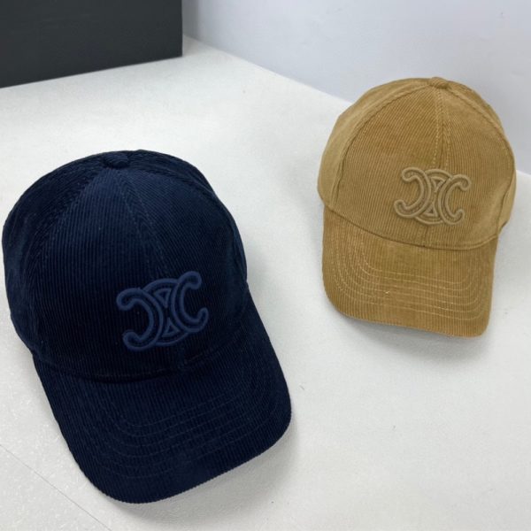 CELINE TRIOMPHE BASEBALL CAP IN CORDUROY CARAMEL