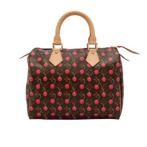 LOUIS VUITTON X TAKASHI MURAKAMI MONOGRAM CERISE SPEEDY 25 GOLD HARDWARE BROWN 25CM