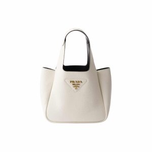 PRADA LEATHER MINI HANGBAG WHITE 18CM
