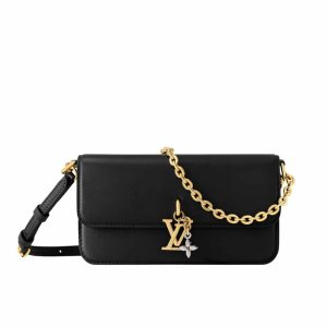 LOUIS VUITTON WALLET ON CHAIN LV BLOOM BLACK 20CM M14564