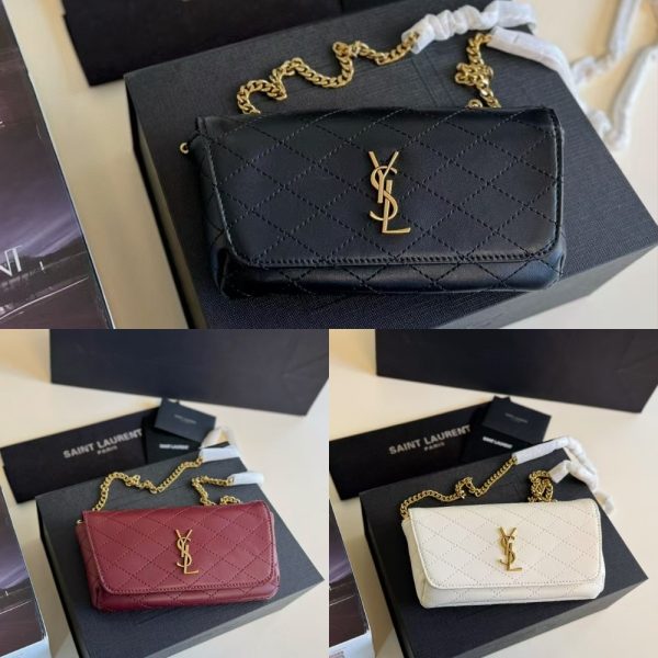 SAINT LAURENT GABY PHONE CASE BAG BLACK 19CM
