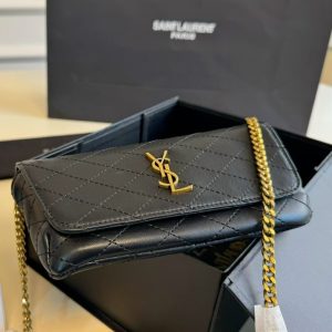 SAINT LAURENT GABY PHONE CASE BAG BLACK 19CM