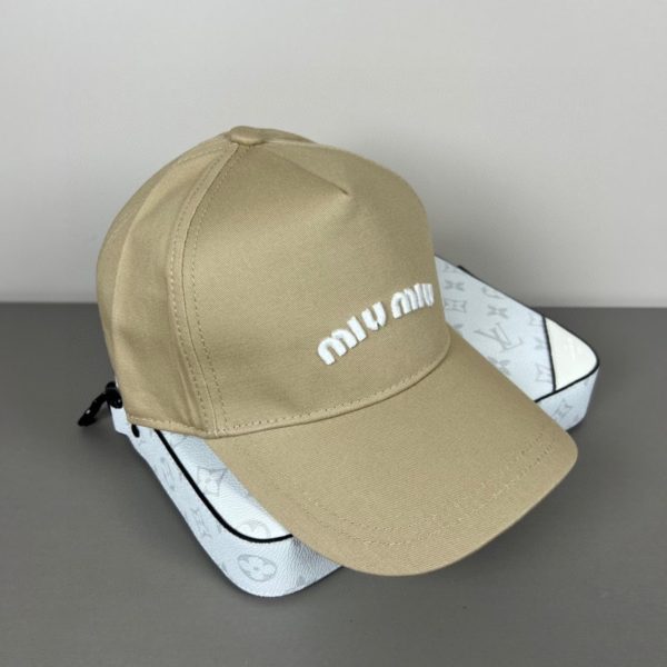 MIUMIU DRILL BASEBALL CAP BEIGE 5HC179 ADXI F011P
