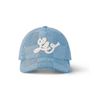 LOUIS VUITTON DAMIER DENIM 3D BASEBALL CAP DENIM BLUE M7534M
