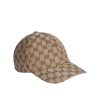 GUCCI GG CANVAS BASEBALL HAT CAMEL AND DARK BROWN 807834 4HBA8 9766