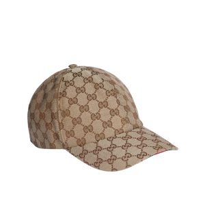 GUCCI GG CANVAS BASEBALL HAT CAMEL AND DARK BROWN 807834 4HBA8 9766