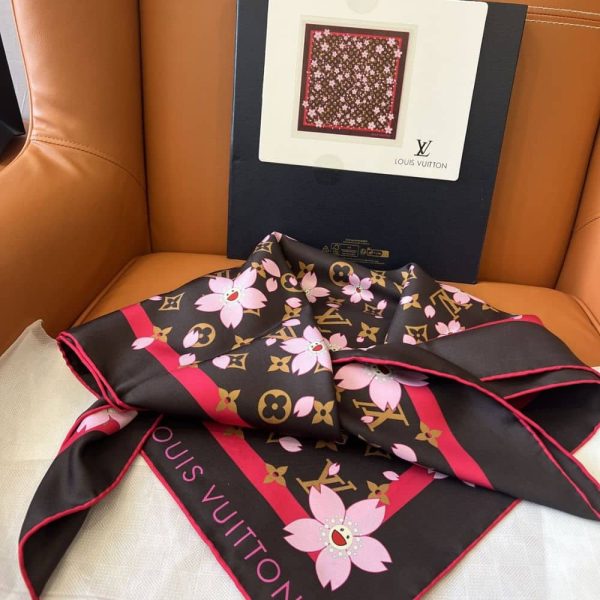 LOUIS VUITTON X TAKASHI MURAKAMI MONOGRAM CHERRY BLOSSOM SQUARE SAKURA BROWN 90CM M96102