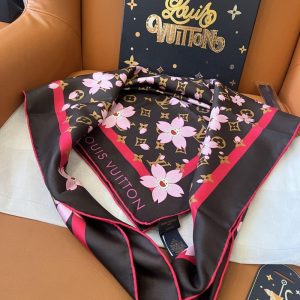 LOUIS VUITTON X TAKASHI MURAKAMI MONOGRAM CHERRY BLOSSOM SQUARE SAKURA BROWN 90CM M96102