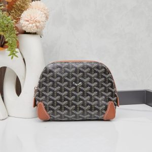 GOYARD VENDÔME COSMETIC POUCH BLACK AND TAN 18CM VENDOTPMLTY01CL03P