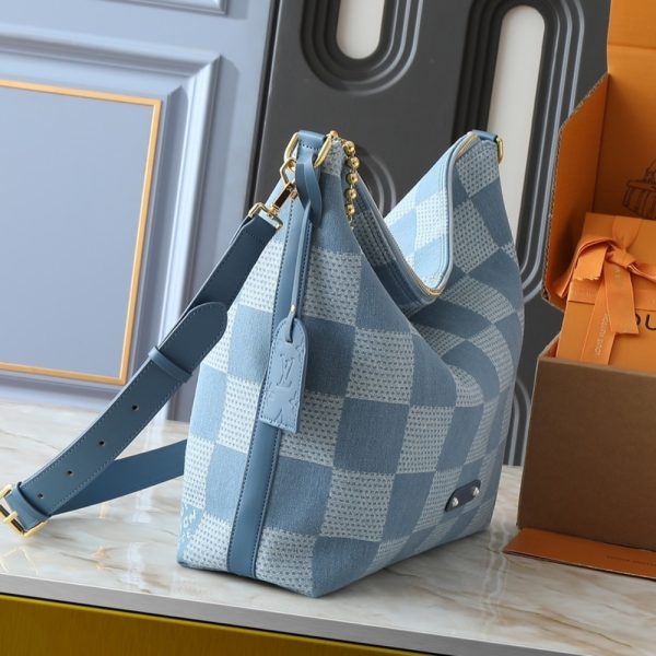 LOUIS VUITTON VAGABOND HOBO DENIM BLUE 38CM N00202