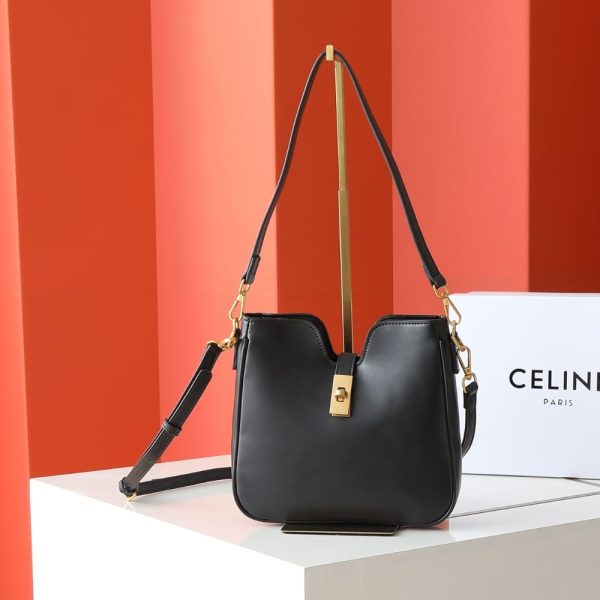 CELINE SMALL CAMILLE 16 SOFT BAG BLACK 24CM 120693FX9 38NO