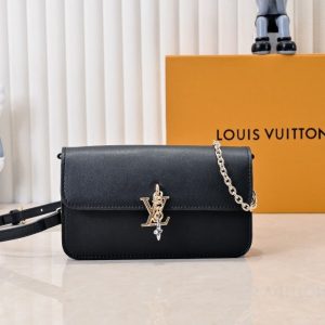 LOUIS VUITTON WALLET ON CHAIN LV BLOOM BLACK 20CM M14564