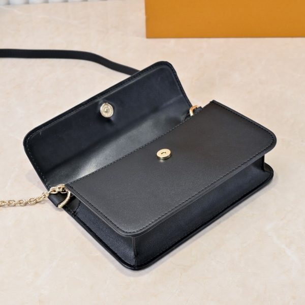 LOUIS VUITTON WALLET ON CHAIN LV BLOOM BLACK 20CM M14564