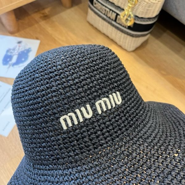 MIUMIU FABRIC WOVEN HAT BLACK