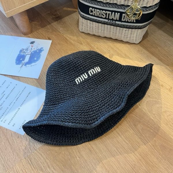 MIUMIU FABRIC WOVEN HAT BLACK