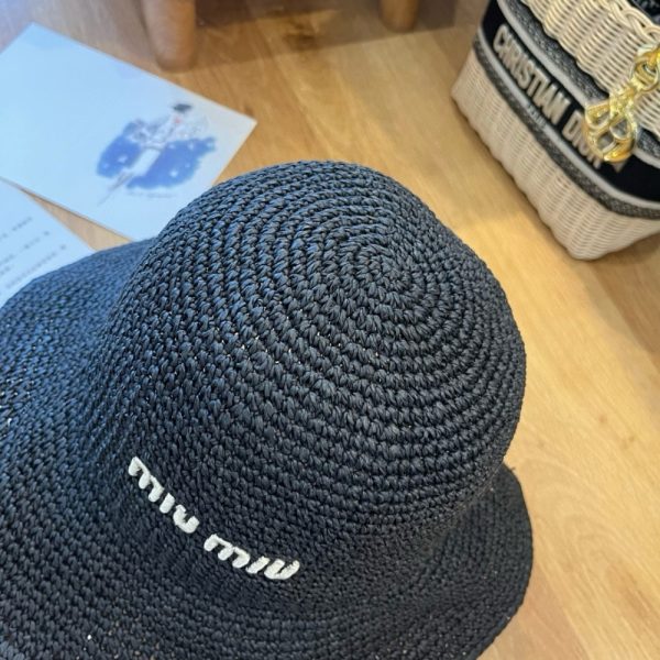 MIUMIU FABRIC WOVEN HAT BLACK