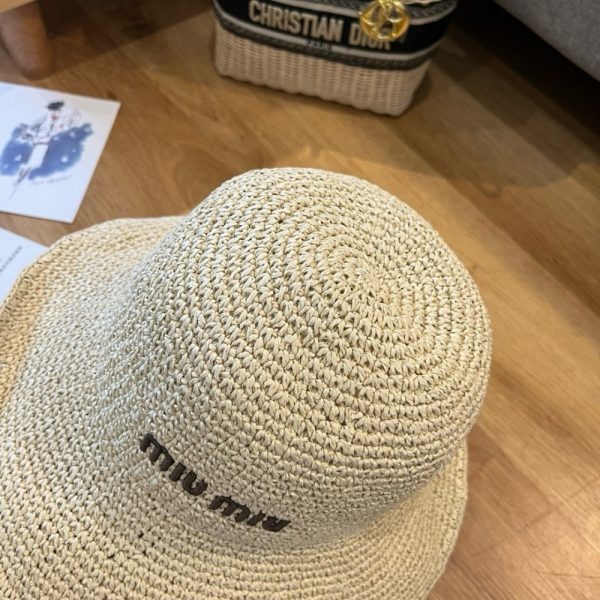 MIUMIU FABRIC WOVEN HAT BEIGE