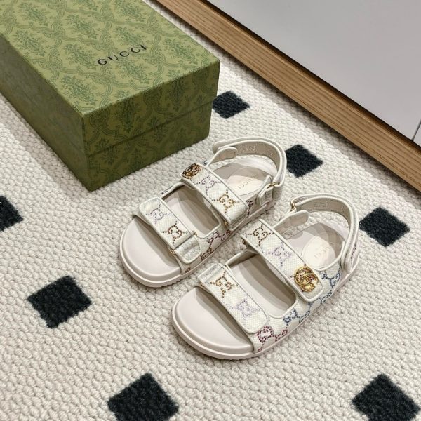 GUCCI MORITZ GG MONOGRAM SANDALS BEIGE EBONY 771575 G1730 9755