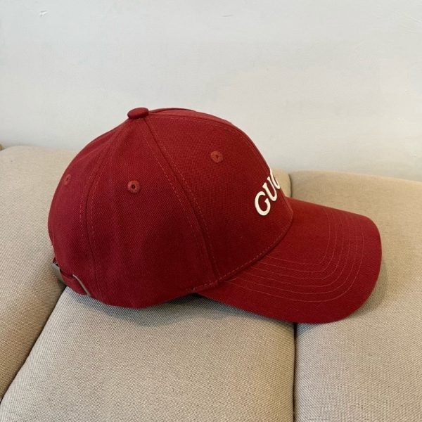 GUCCI EMBROIDERED COTTON BASEBALL CAP RED