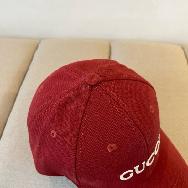 GUCCI EMBROIDERED COTTON BASEBALL CAP RED