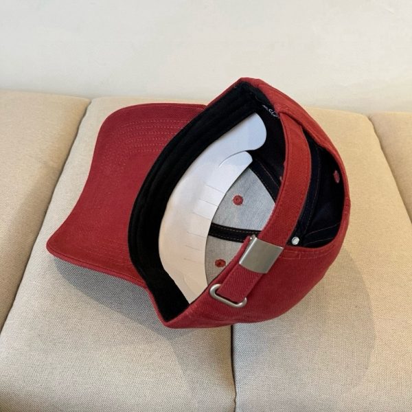 GUCCI EMBROIDERED COTTON BASEBALL CAP RED