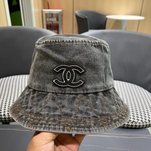 CHANEL CC DENIM BUCKET HAT BLACK
